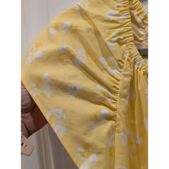 Banana Republic Yellow Floral Mini Dress S Cottagecore Coastal Summer Sundress - Picture 6 of 6